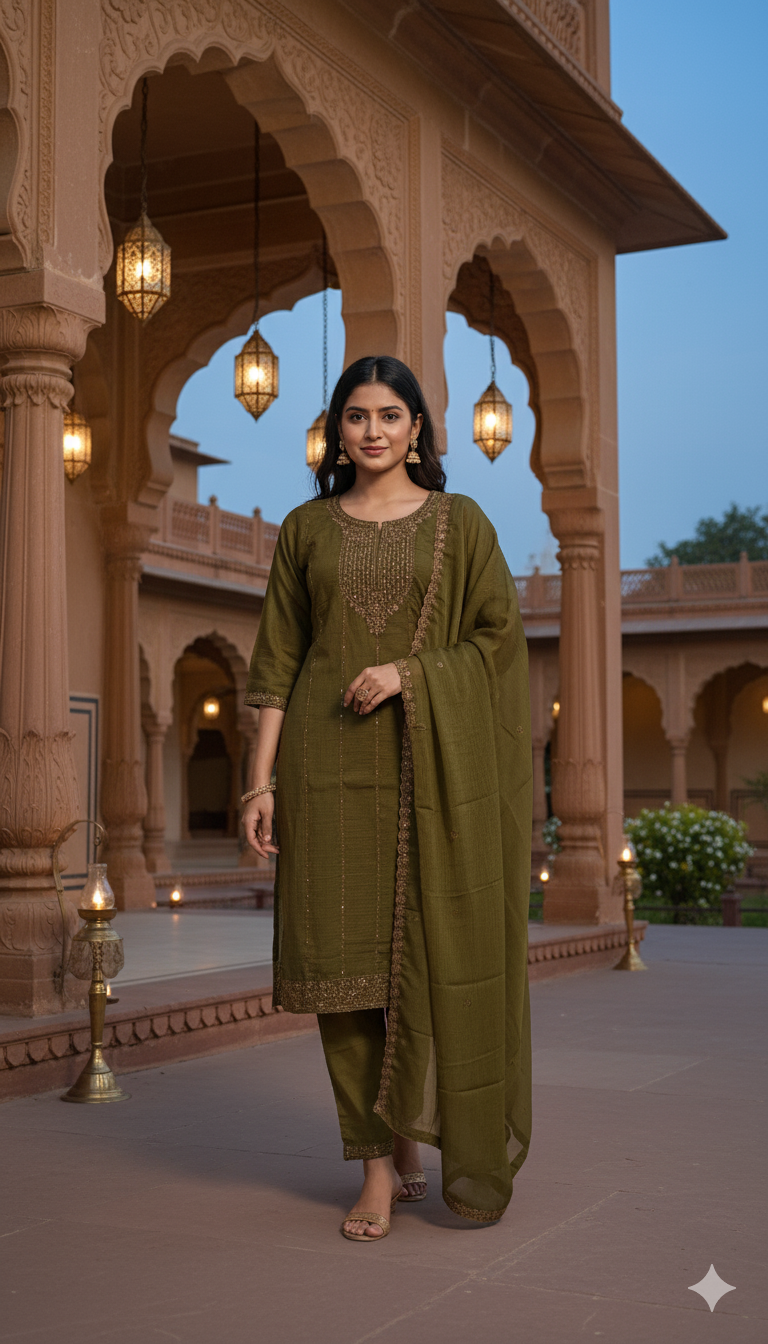 Crepe Salwar Suit with Dupatta - Image 5