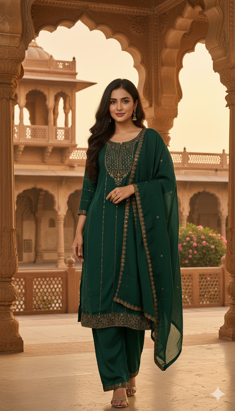 Crepe Salwar Suit with Dupatta - Image 4