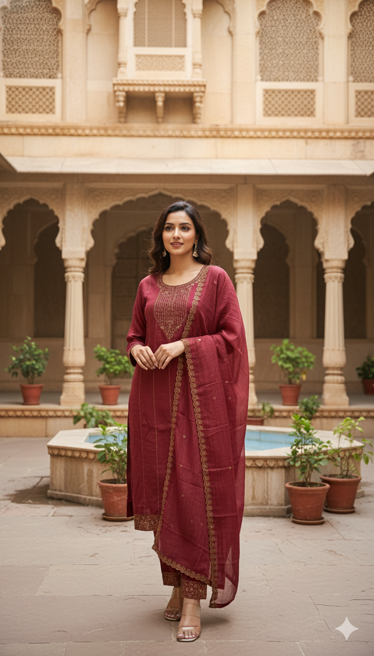 Crepe Salwar Suit with Dupatta - Image 6