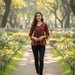 Printed Cotton Flared Top